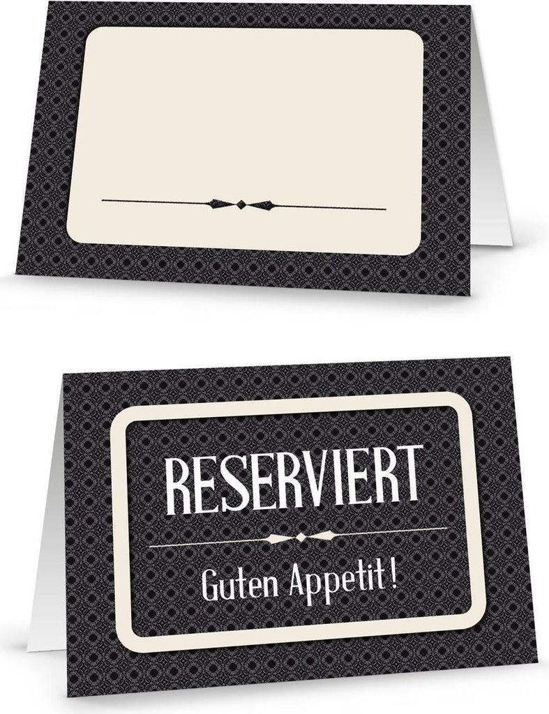 100 Stück Reserviert-Schilder schwarz-weiße edle Tischkarten beige Klappkarten klassisch zum Hinstellen Tisch-Reservierung für Gäste Hochzeit K...