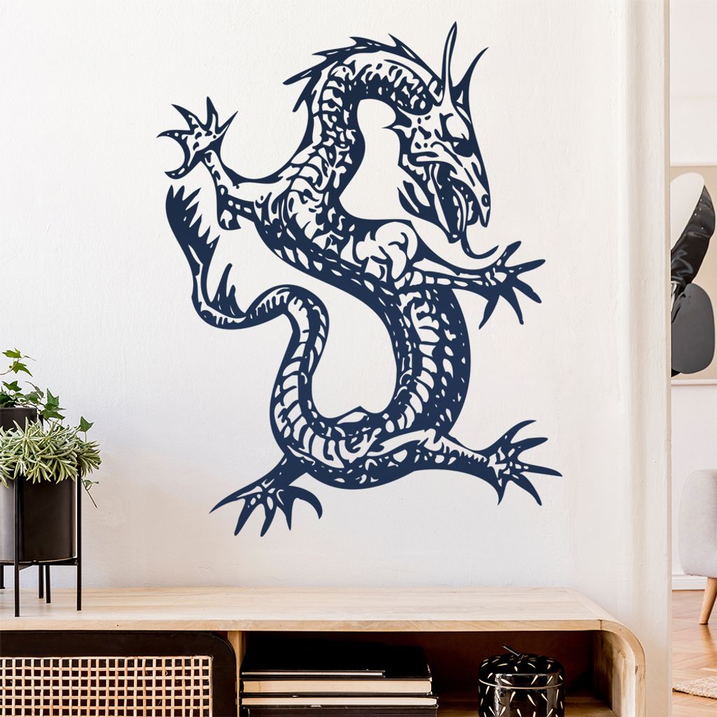 China Drachen Wandtattoo in 6 Größen - Wandaufkleber Wall Sticker - Dekoration, Küche, Wohnzimmer, Schlafzimmer, Badezimmer