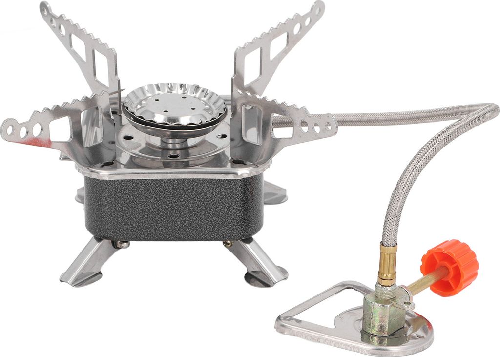 Mini Camping Herd Folding Stable Support Wind resistent hohe Effizienz tragbare Gasherd für Outdoor-Wandern schwarz Quadrat mit Rohr Schnalle