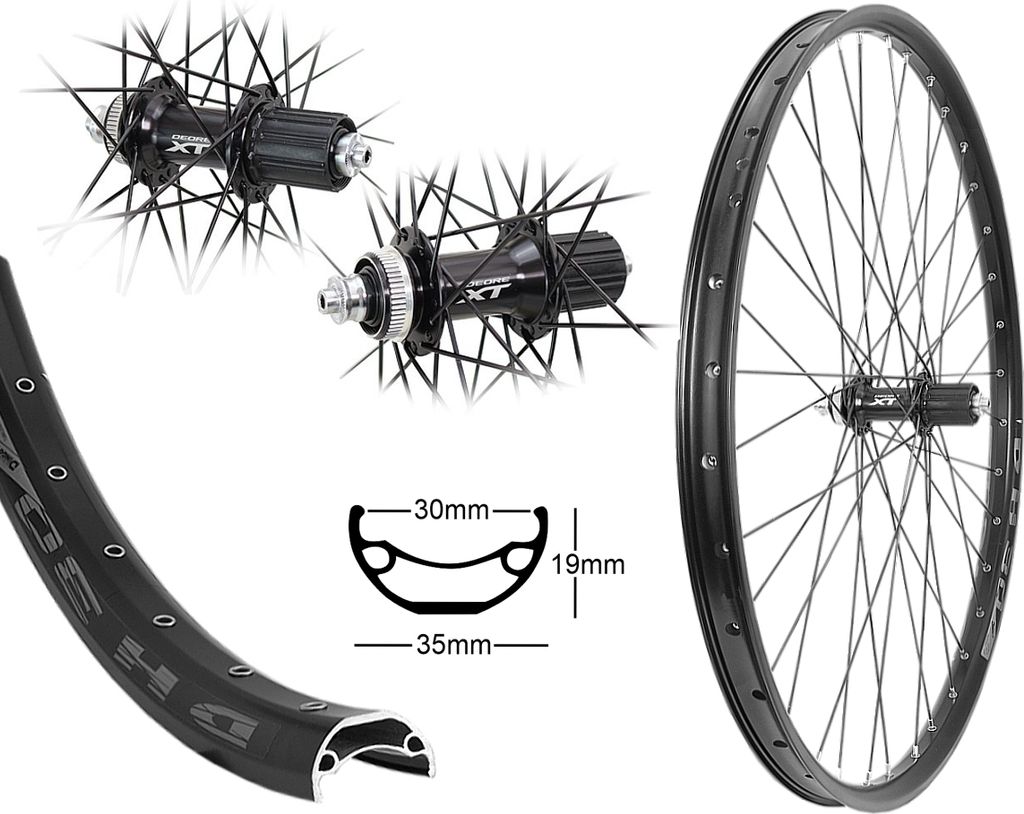 Bärwinkels Hinterrad 29 Zoll DH30 Disc schwarz Shimano XT M8000 Centerlock 8-10 fach 30-622