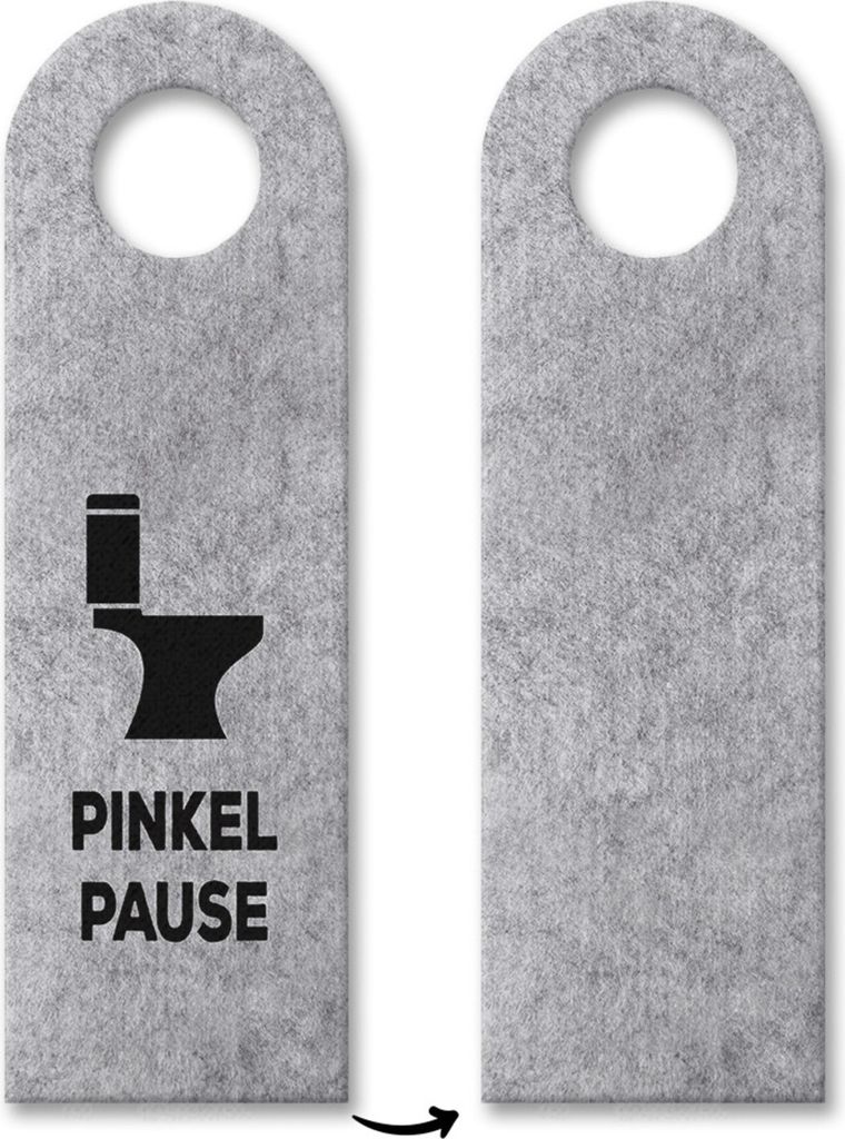 Toiletten Türhänger in Grau mit Klo Motiv und Spruch: Pinkelpause Bürotüre Pause