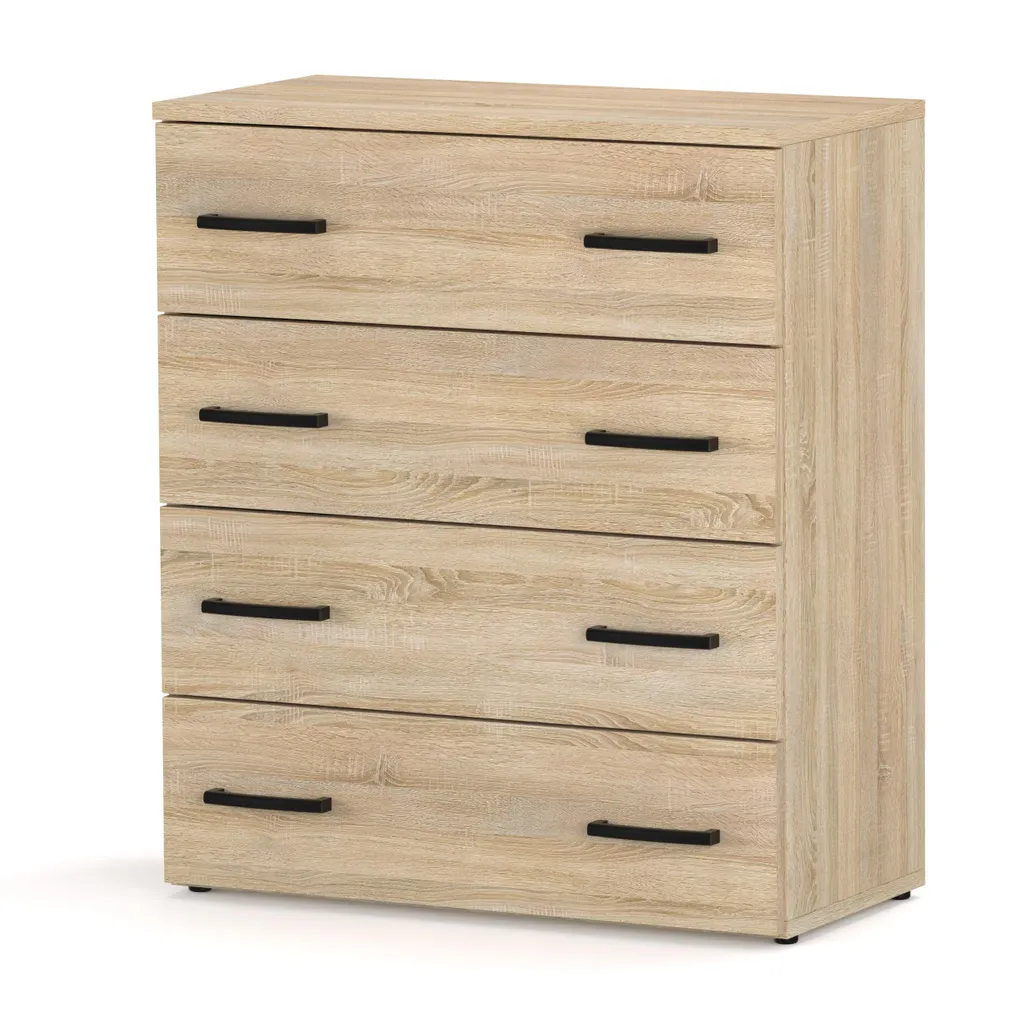 Meuble à chaussures compact en bois clair et quatre portes STIV