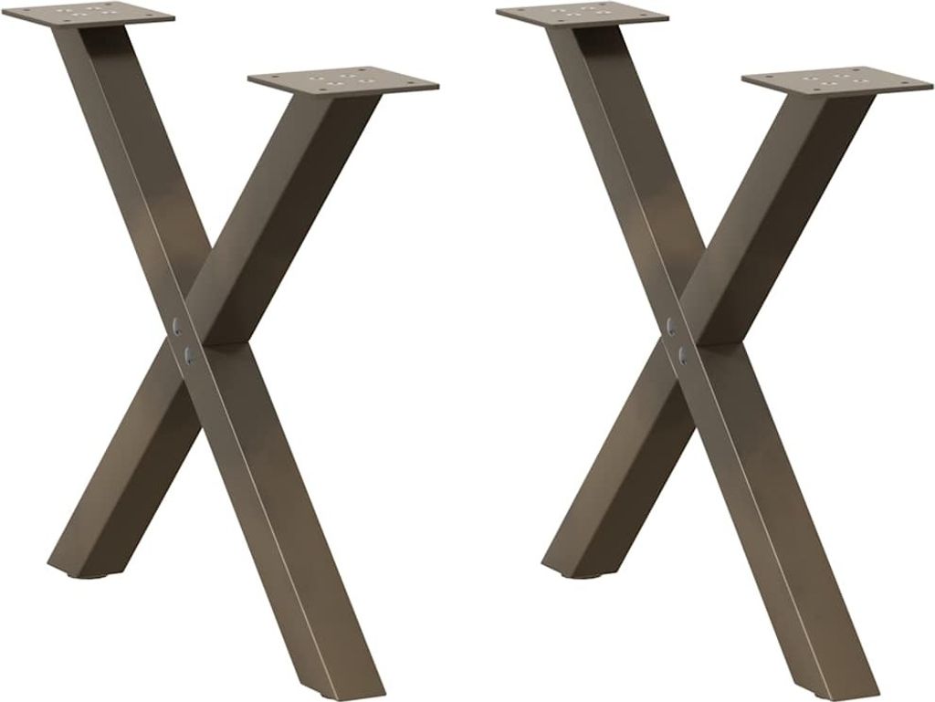 Couchtischbeine X-Form 2 Stk. Naturstahl 50x(42-43) cm Stahl