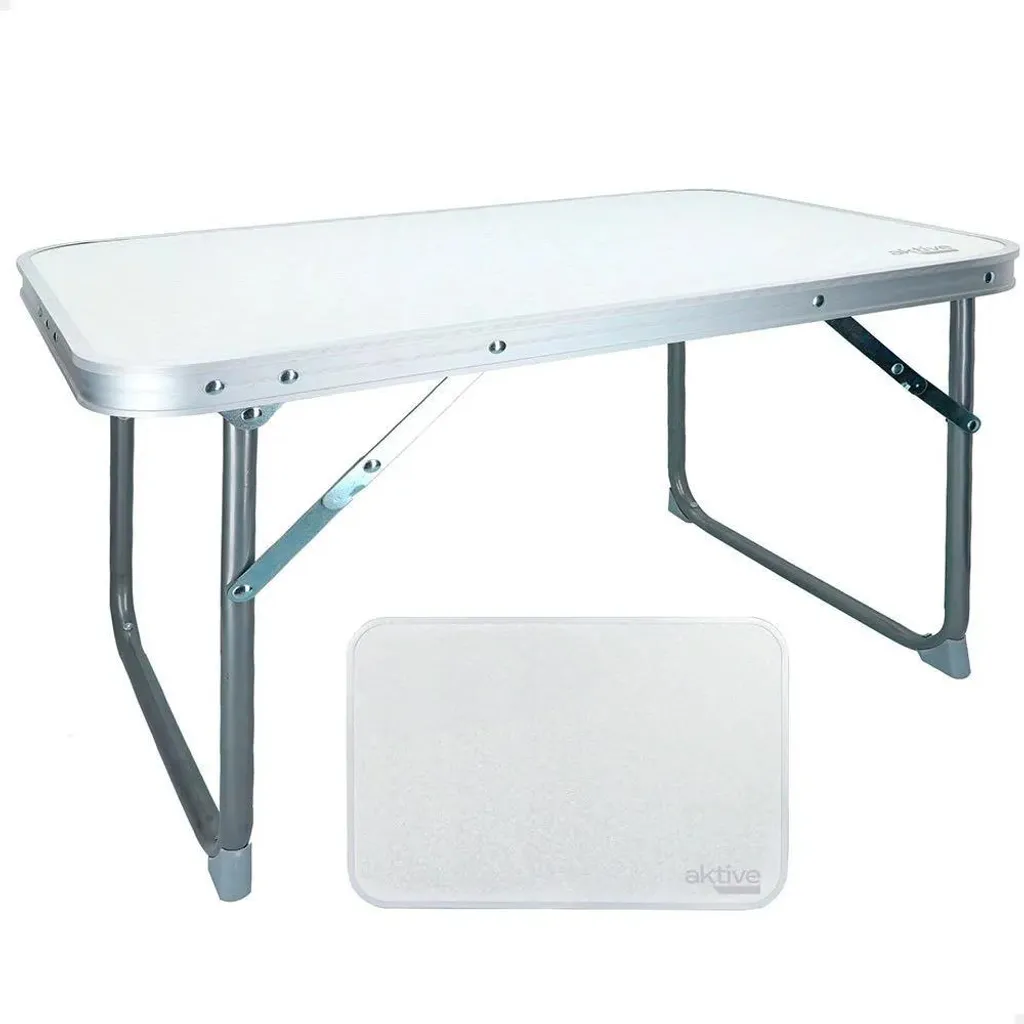 Aktive Table basse pliante 60x40x40 cm Blanc - Support robuste portable