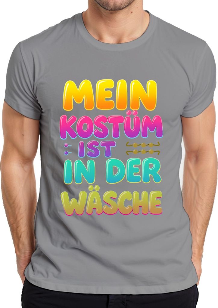 Mein Kostüm ist in der Wäsche lustig Fasching Karneval Geschenk Herren T-Shirt, Grau, XXL
