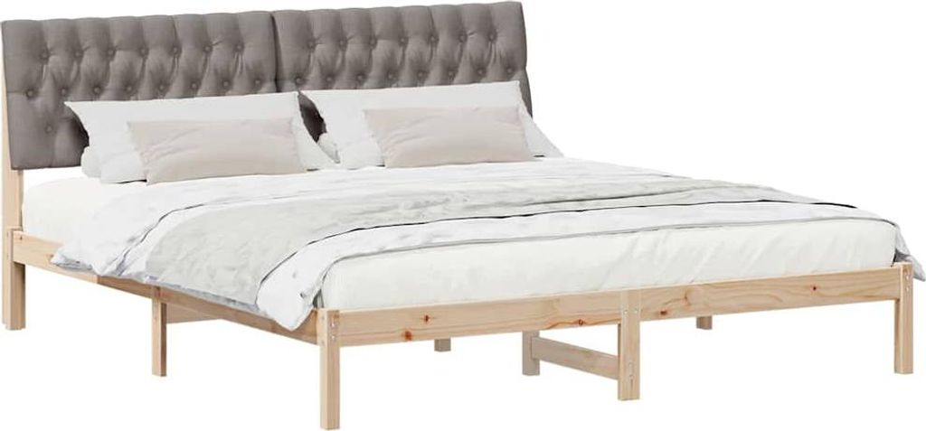 SYFAX Bettgestell mit gepolstertem Kopfteil Braun 180 x 200 cm