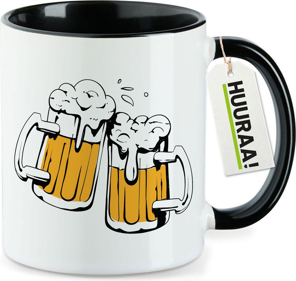 Huuraa Kaffeetasse Bierkrüge anstoßen Schützenfest 330ml Schwarz Keramik Kaffeebecher Geschenkidee