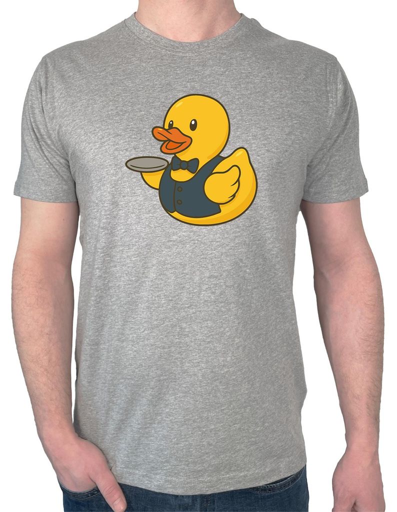 Huuraa Herren T-Shirt Quietscheente Gastronomie Comic Gummiente S Sport Grey Bio Baumwolle Fairtrade Herrenshirt Geschenkidee