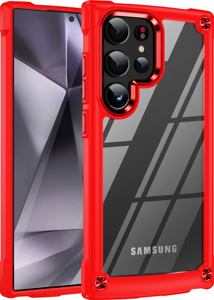 Custodia Samsung S24 Ultra Rossa Trasparente - Protezione Antiurto PC TPU