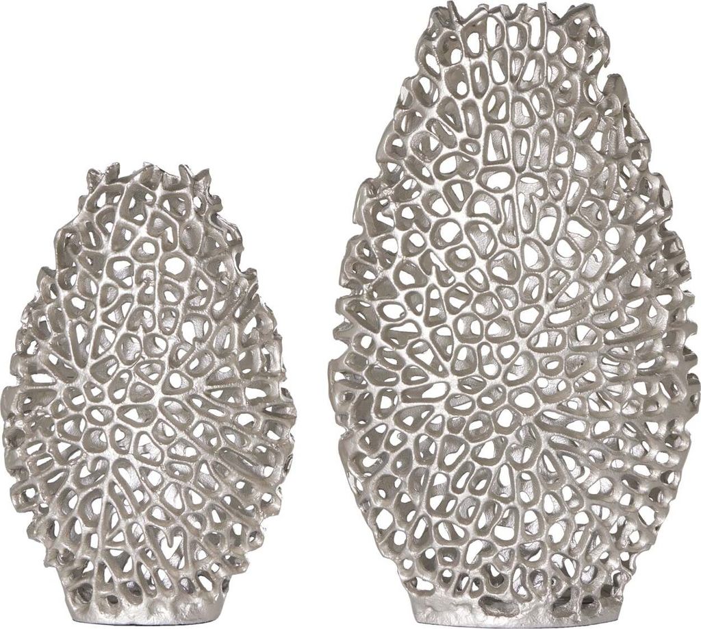 Vase Abstract Leaf 2er Set silber 43189
