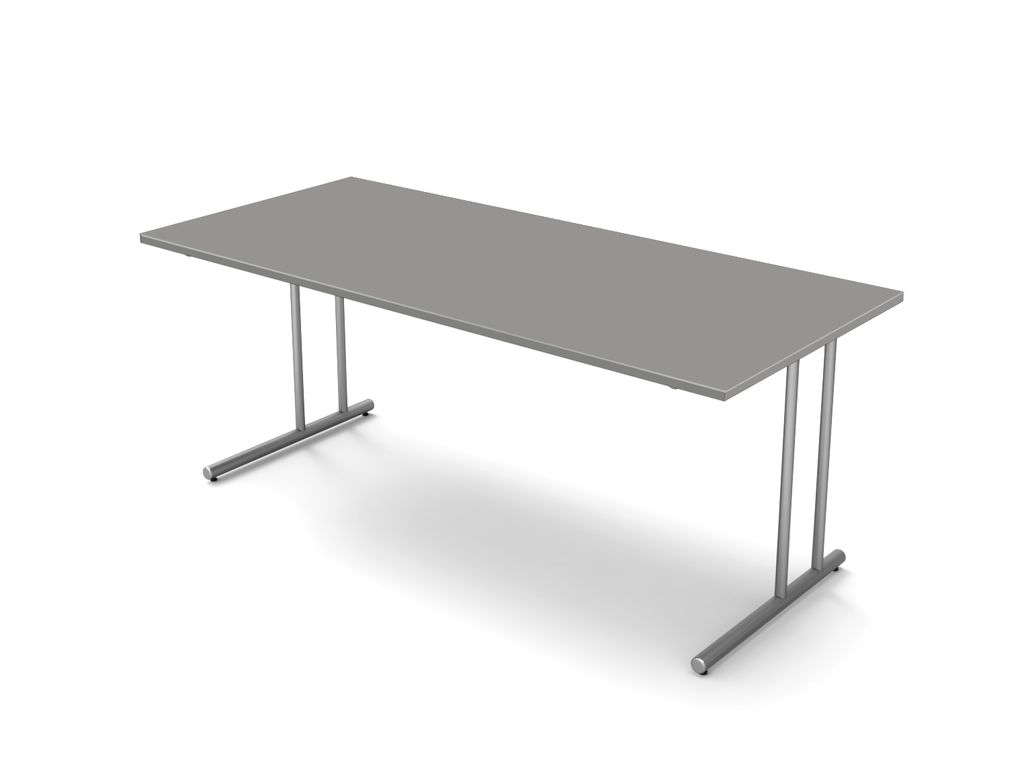 Kerkmann Schreibtisch START UP 180x80x75 cm C-Fuß-Gestell alusilber inkl. Kabelkanal verschiedene Dekore Grafit
