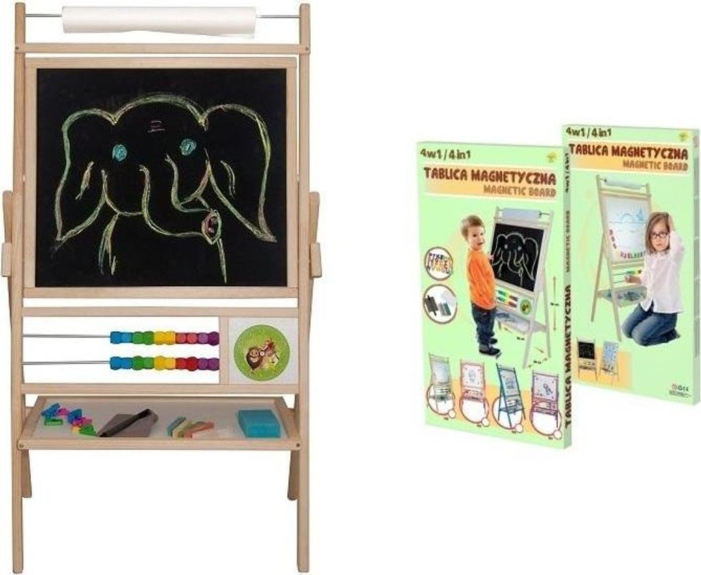 4-in-1-Magnettafel aus Naturholz – 3toysm
