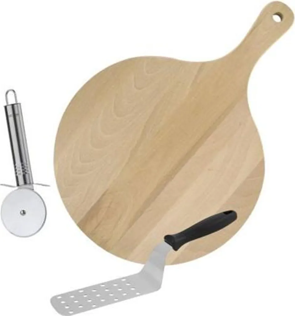 Set Utensili Pizza Fackelmann 3pz: Tagliere Legno, Pala e Taglia Pizza