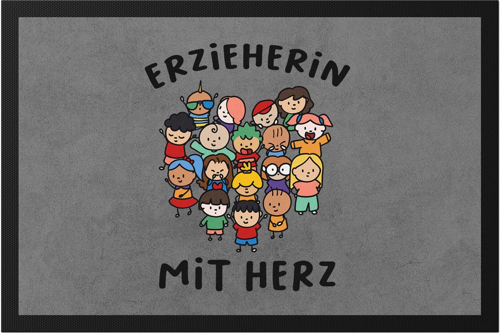 Erzieherin mit Herz Fußmatte Geschenk Erzieherin Tagesmutter Kindergarten
