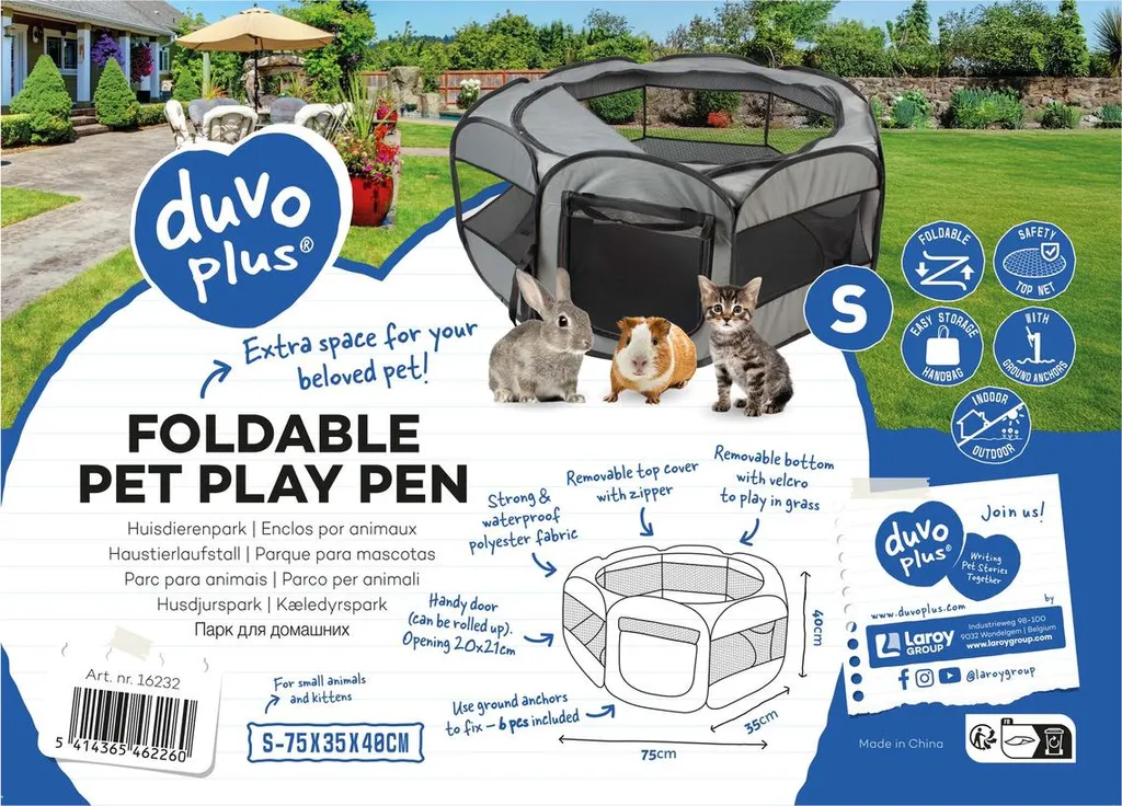 Parc pour Chiots Duvo+ Pliable et Transportable Taille L Gris Clair