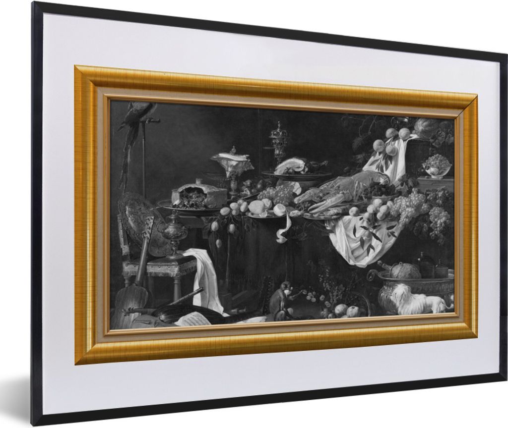 MuchoWow Gerahmtes Poster Stilleben - Maler - Liste - Gold 60x40 cm - Poster mit Schwarzem Bilderrahmen Wandposter Rahmen Foto Bilder - Schlafzim...