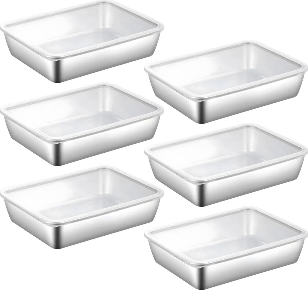 Lunchbox aus Edelstahl mit transparentem Deckel, auslaufsicherer Lebensmittelbehälter für Käse, Feinkost, Fleisch, Obst, Backen im Ofen, Picknic...