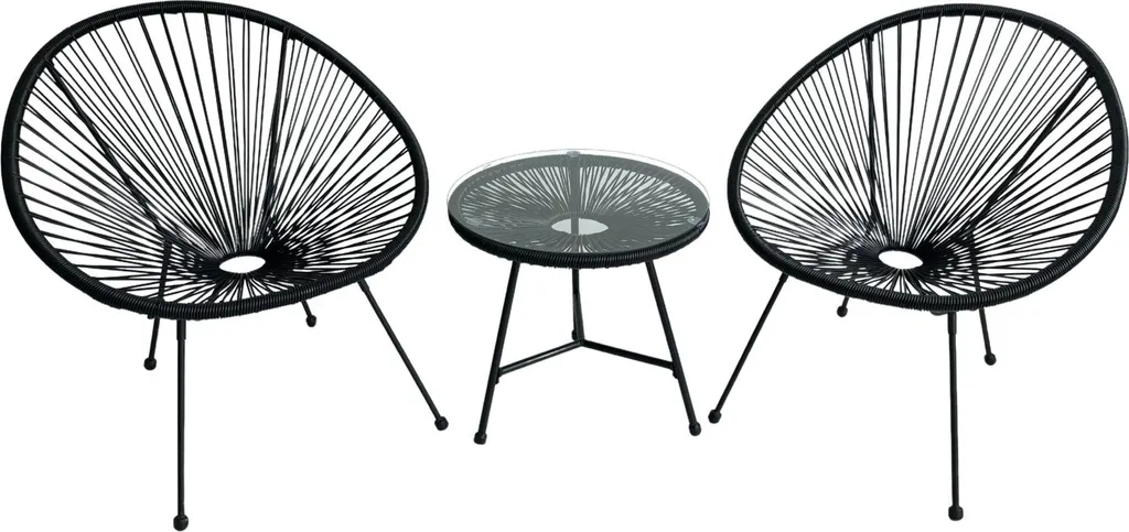 Salon de jardin design LAMBROS noir avec table basse et fauteuils chic - 4