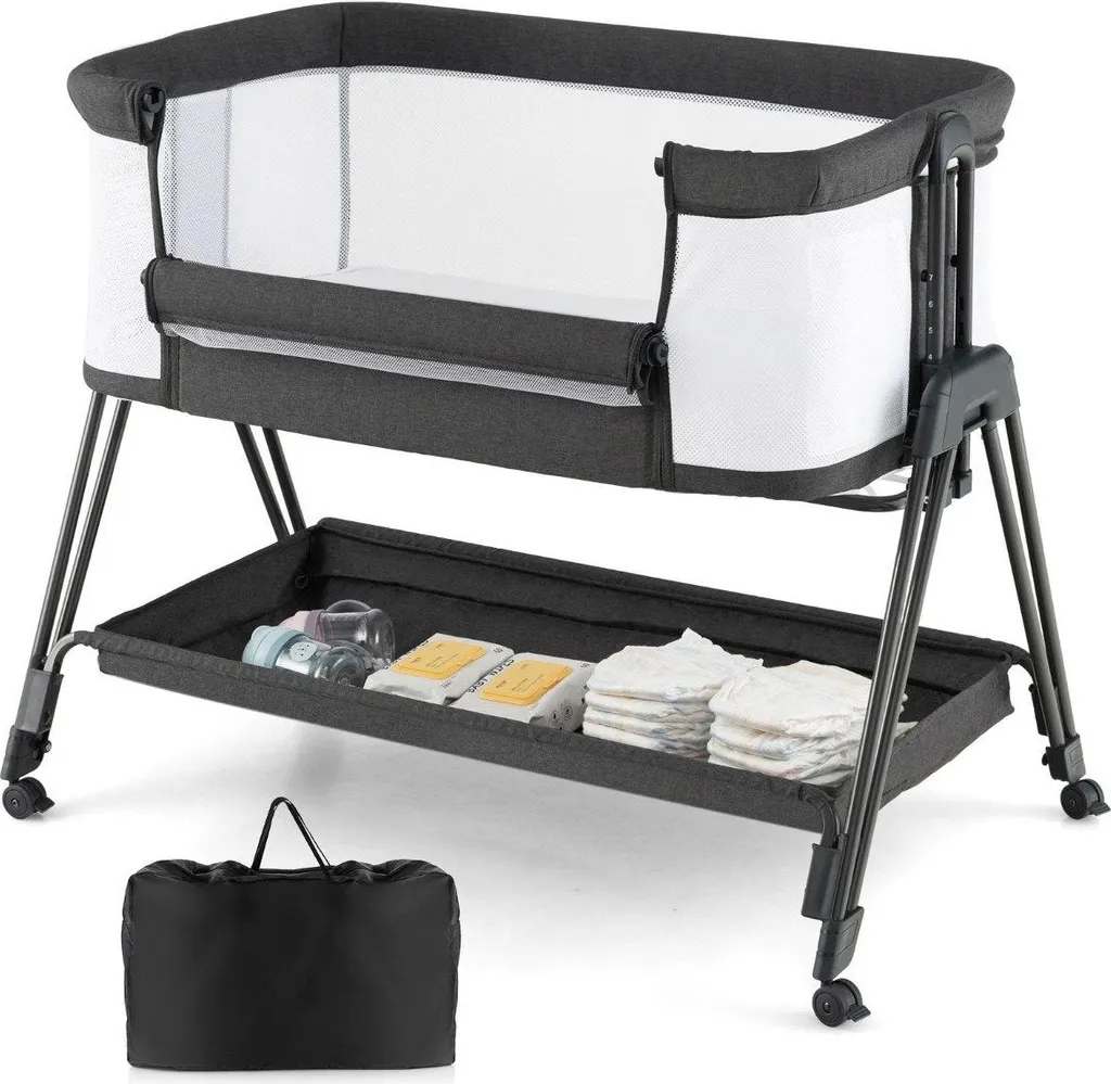 Lit parapluie compact à hauteur réglable - Idéal pour voyage et petits espaces