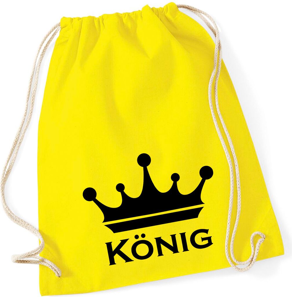 Huuraa Turnbeutel König Schützenkönig 12 Liter Yellow Baumwolle Rucksack Geschenkidee