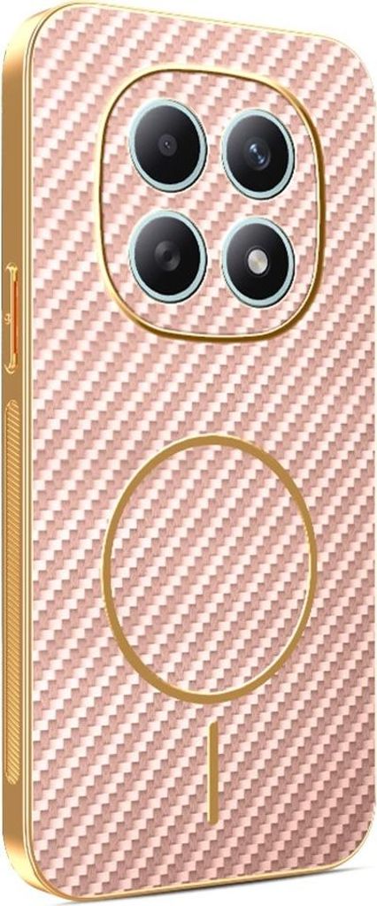 MagSafe Hülle für Xiaomi Redmi Note 15 4G/5G / Xiaomi Poco M8 - Phonesta Luxury Carbon Fiber Back Cover - Rosa