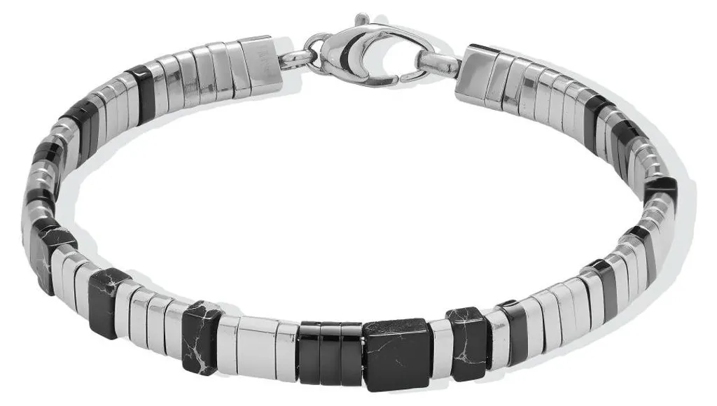 Bracelet perles onyx noir pour homme, bijou masculin tendance et sobre