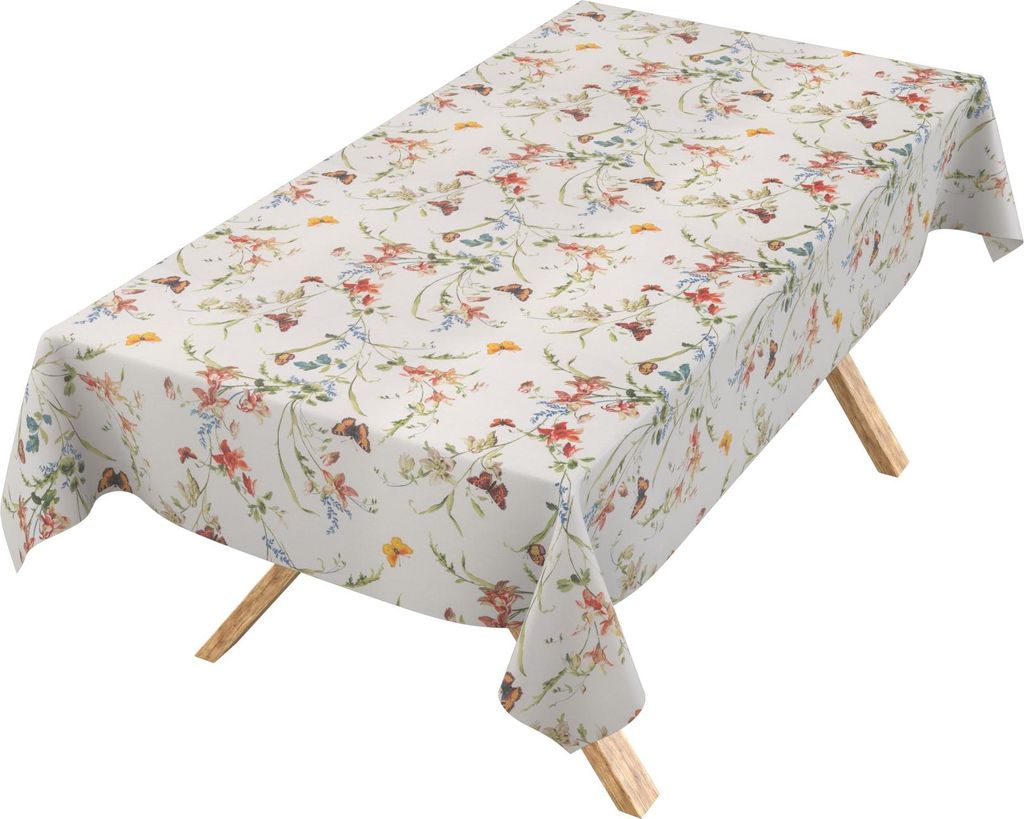 Tischdecke 3.0 Ruhig Schmetterling Garten Orange 200x140cm Schnittkante Wachstuch abwaschbar
