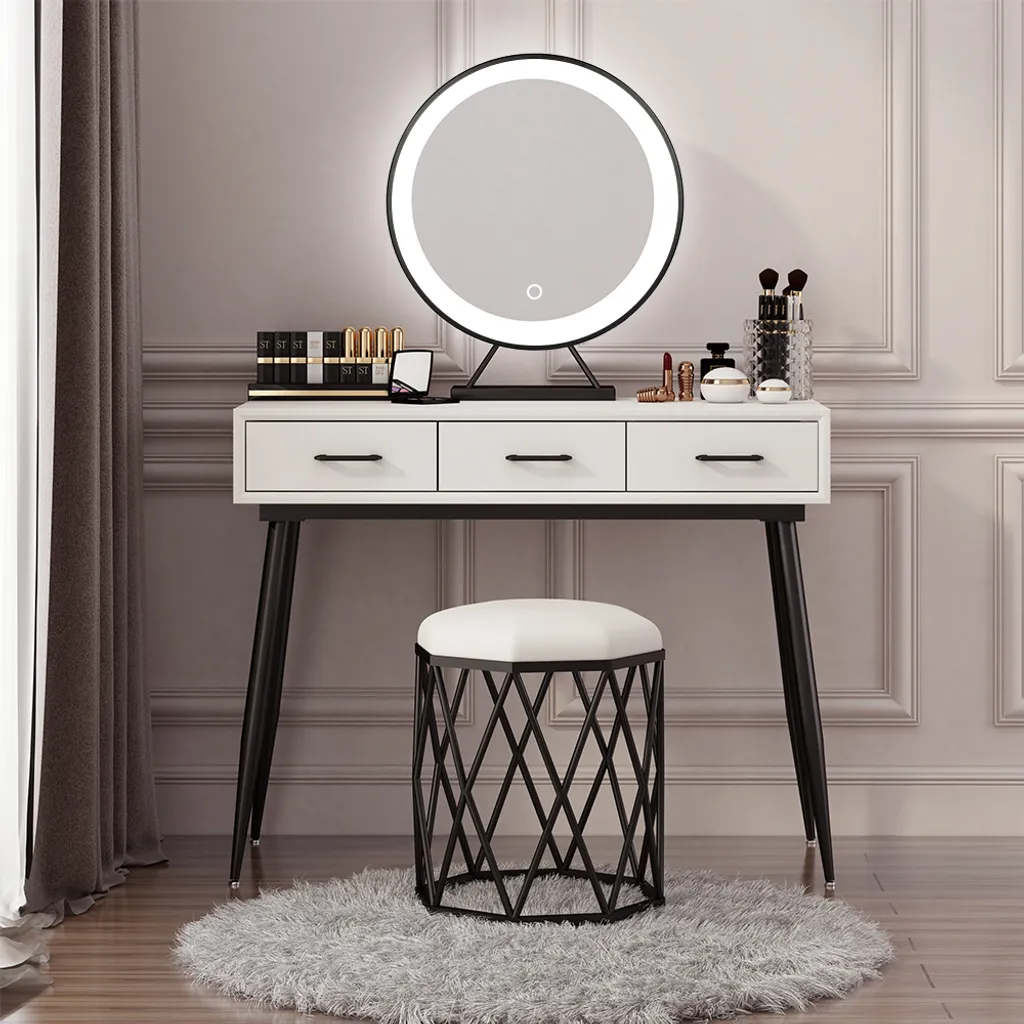 Miroir LED 50x50cm dimmable 3 couleurs avec commande tactile moderne