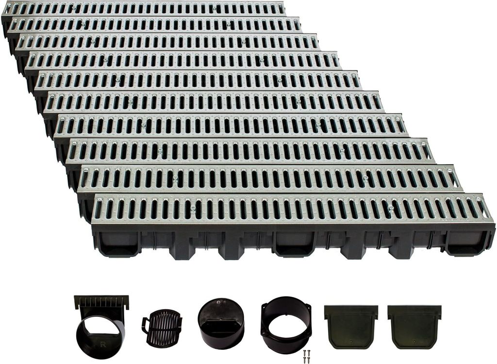 Canale di drenaggio altezza 115 mm plastica 10 m, griglia a Immagine del prodotto 