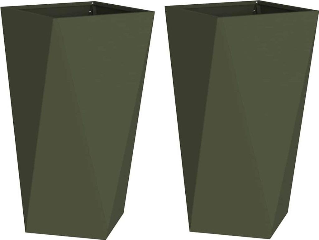Pflanzkübel 2 pcs Olive Grün 40 x 40 x 75 cm Stahl