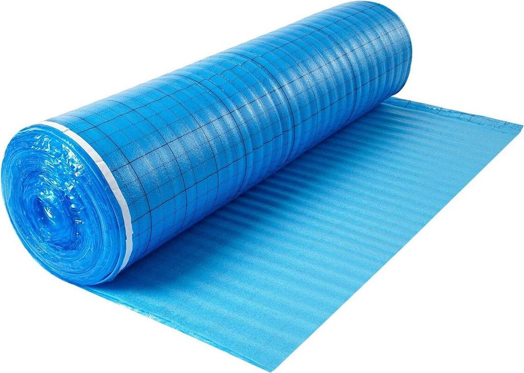 Floor Underlayment 18.6 m² 3mm 3-in-1 Vapor Barrier for Laminate Blue
