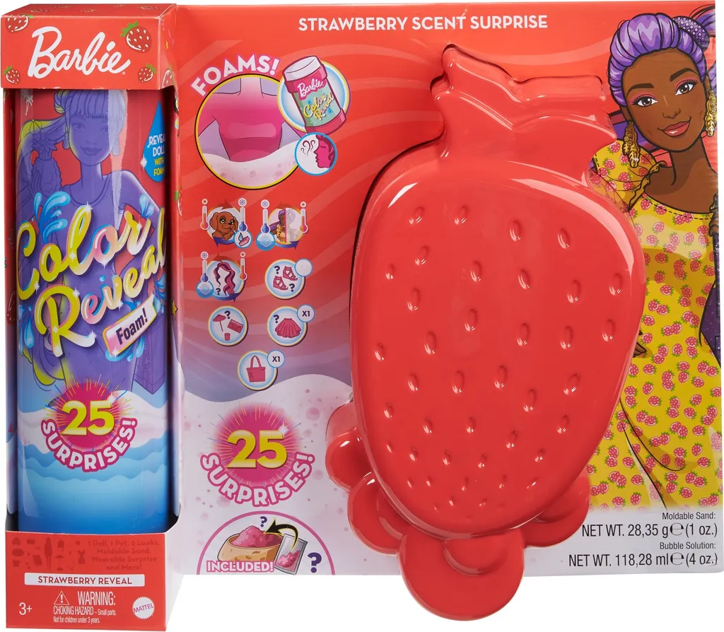 Poupée Barbie Color Reveal Senteur Fraise et Transformation Magique