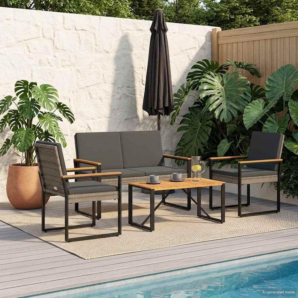 Maison Exclusive - Gartenmöbel Set 4 pcs Grau und Dunkelgrau Poly-Rattan