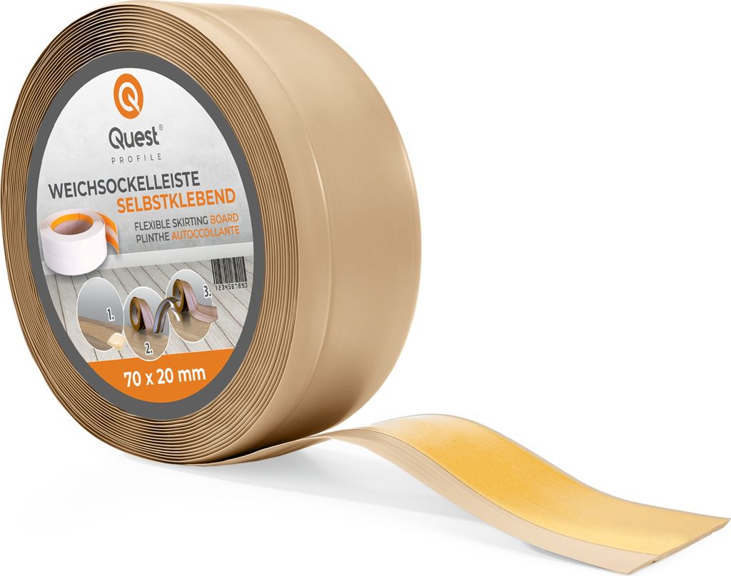 QUEST Weichsockelleiste Selbstklebend 70x20mm, 1m, Produktbild 