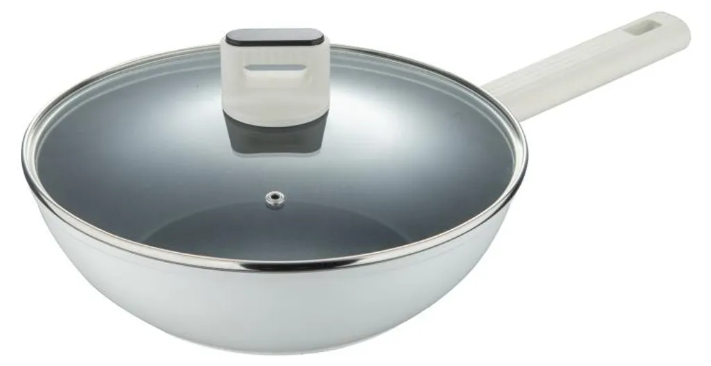 Bergner BG-57098-GY Lines Sauteuse avec Couvercle 28 cm en Aluminium