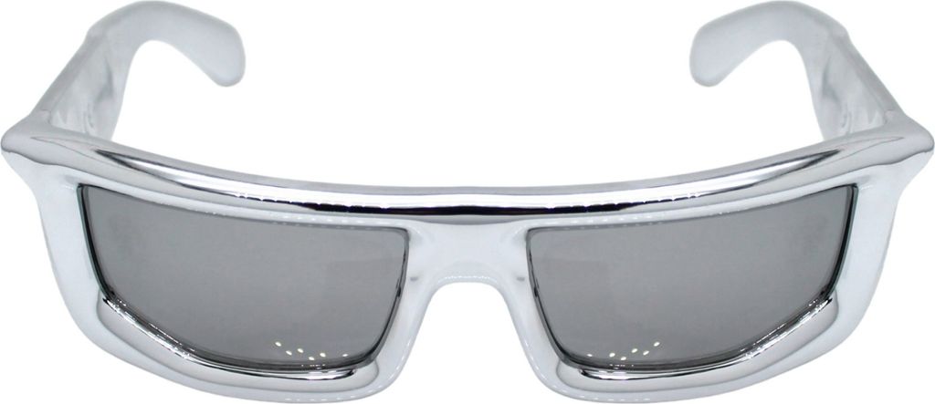 Coole Raverbrille Schnelle Brille Sonnenbrille sportliche Partybrille Silber Verspiegelt Festivalbrille Chrom Silber