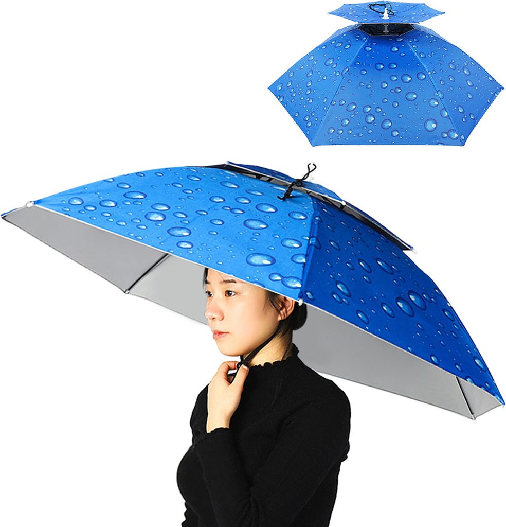 Doppellagiger Regenschirmhut Frauen M?nner Faltbare Produktbild 