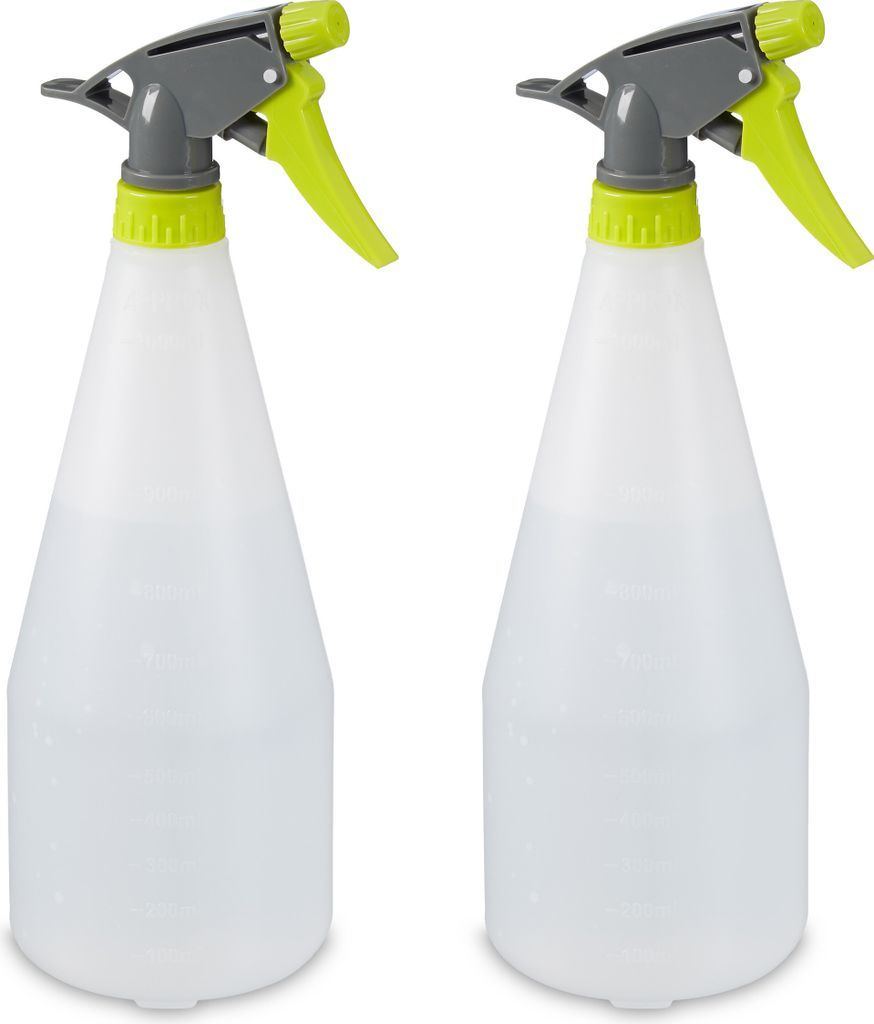 Relaxdays Sprühflasche, 2er Set, 1 Liter, Düse mit Nebel Produktbild 
