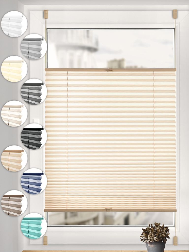 Sonello Plissee Klemmfix ohne Bohren 70cm x 100cm Beige Faltrollo Plisseerollo Jalousie für Tür & Fenster Blickdicht Sichtschutz Sonnenschutz Fer...