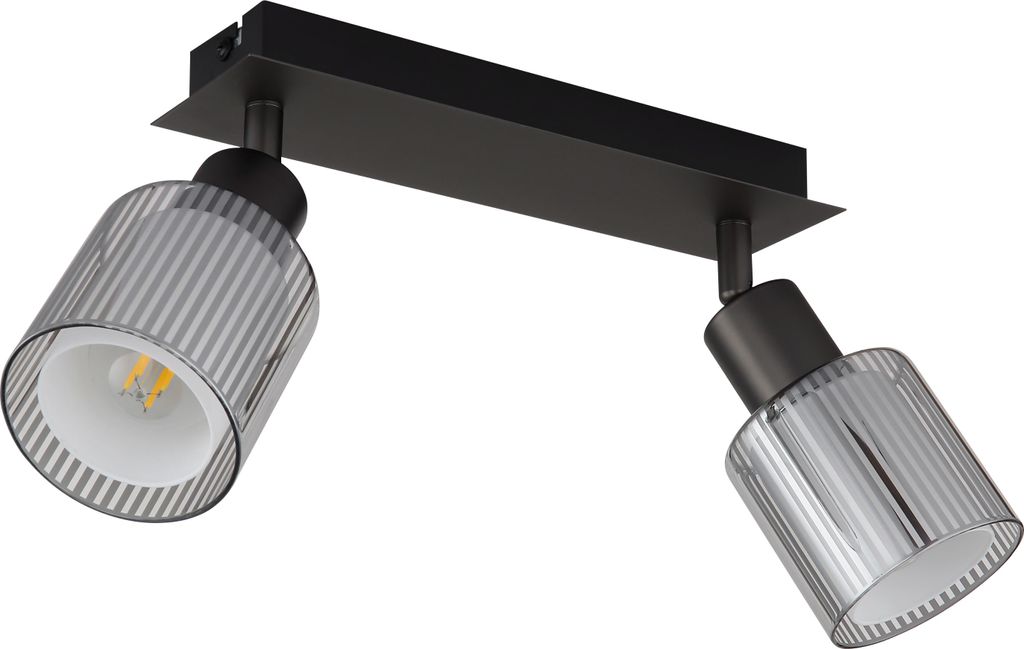GLOBO 54456-2 VILLEGAS Strahler Metall schwarz-chrom matt, Glas verchromt, Glas opal, Dreh-/Schwenkbar, LxBxH: 280x80x186mm, exkl. 2x E14 25W 230V