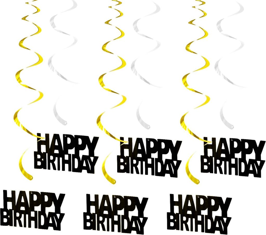 Oblique Unique 6 Spiral Wirbel Deckenhänger Girlanden Happy Birthday Geburtstag Jubiläum mit Bändern Ösen - Farbmix