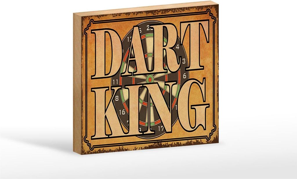 Holzschild Dart King, 18x12 cm, Holzschilder Spruch Sport Hobby