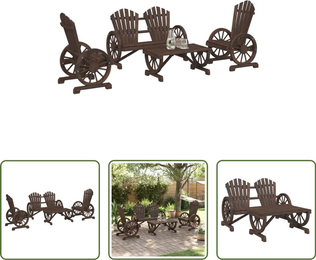 The Living Store 4-tlg. Garten-Lounge-Set Massivholz Tanne