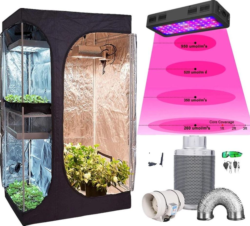 Grow-Zelt-Set, Indoor-Wachstumsumgebung, komplettes Hydroponik-Set, 2in1, TS-600W Anzug