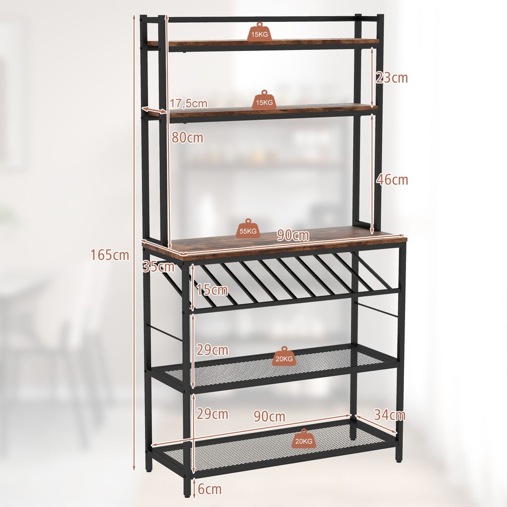Kuchyňský regál COSTWAY s držákem na víno do 10 lahví, Obrázek produktu 3