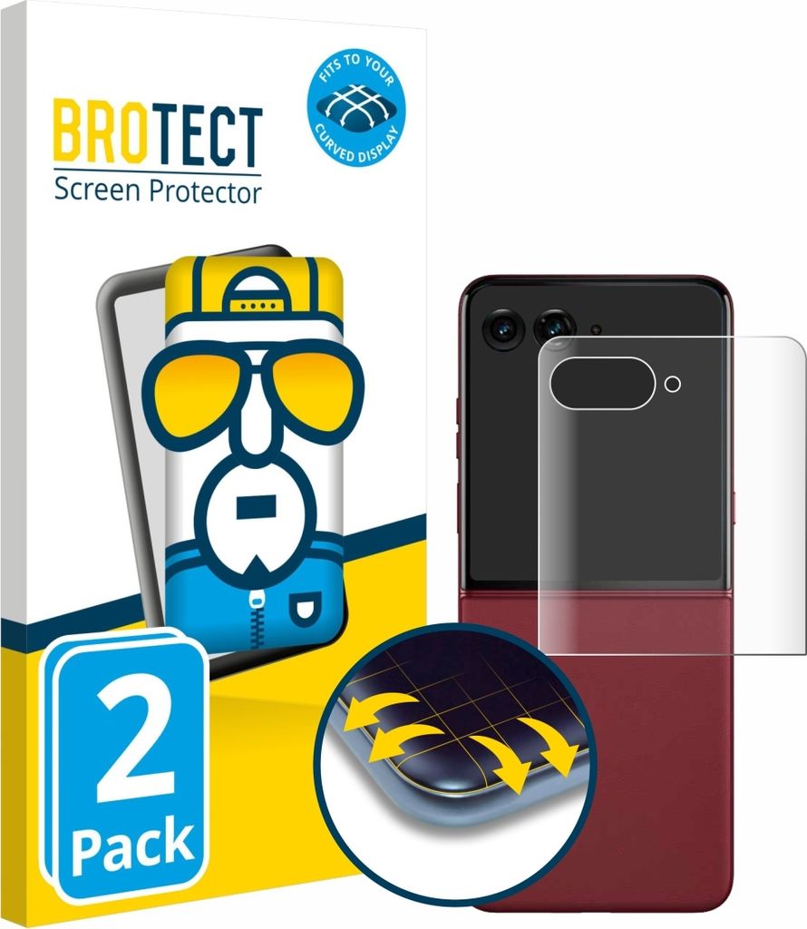 2x BROTECT Fullscreen Schutzfolie für Motorola Razr 60 Ultra (Hinteres Display) Displayschutz Folie Fullcover Klar Transparent