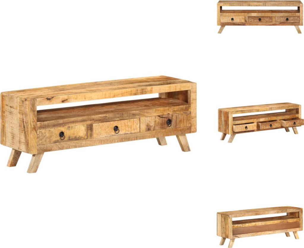vidaXL TV-Schrank 110x30x40 cm Massivholz Mango - TV-Möbel