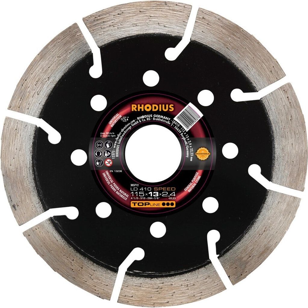 Rhodius 303712 LD410 SPEED Diamond cutting disc Diameter 115 mm Bore diameter 22.23 mm Natural stone 1 pc(s)