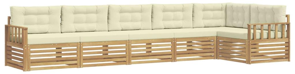 vidaXL Outdoor-Sofagarnitur mit Kissen 6 pcs Weiß und Creme Polyester