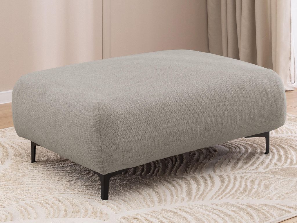 Cardea – Moderner Hocker in Bubble-Optik aus weichem Taupe Strukturstoff mit hohem Sitzkomfort